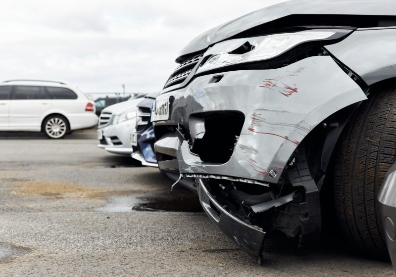 Vandalised Car With Damage To Bodywork In Car Park